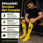 Takım Logolu Sarı Futbol Çorabı 31-43, Unisex Uzun Konç, Dikişsiz Burun