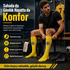 Takım Logolu Sarı Futbol Çorabı 31-43, Unisex Uzun Konç, Dikişsiz Burun