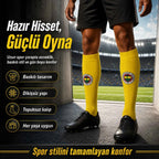 Takım Logolu Sarı Futbol Çorabı 31-43, Unisex Uzun Konç, Dikişsiz Burun