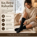 Kadın Siyah Kışlık Termal Uzun Çorap 12'li | Dikişsiz Havlu, Sıcak Tutan, Güçlü Topuk Burun