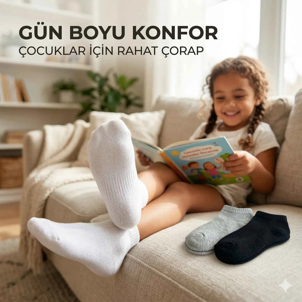 Çocuk Patik Çorap 6’lı Set – Pamuklu, Nefes Alan Günlük Kısa Çorap