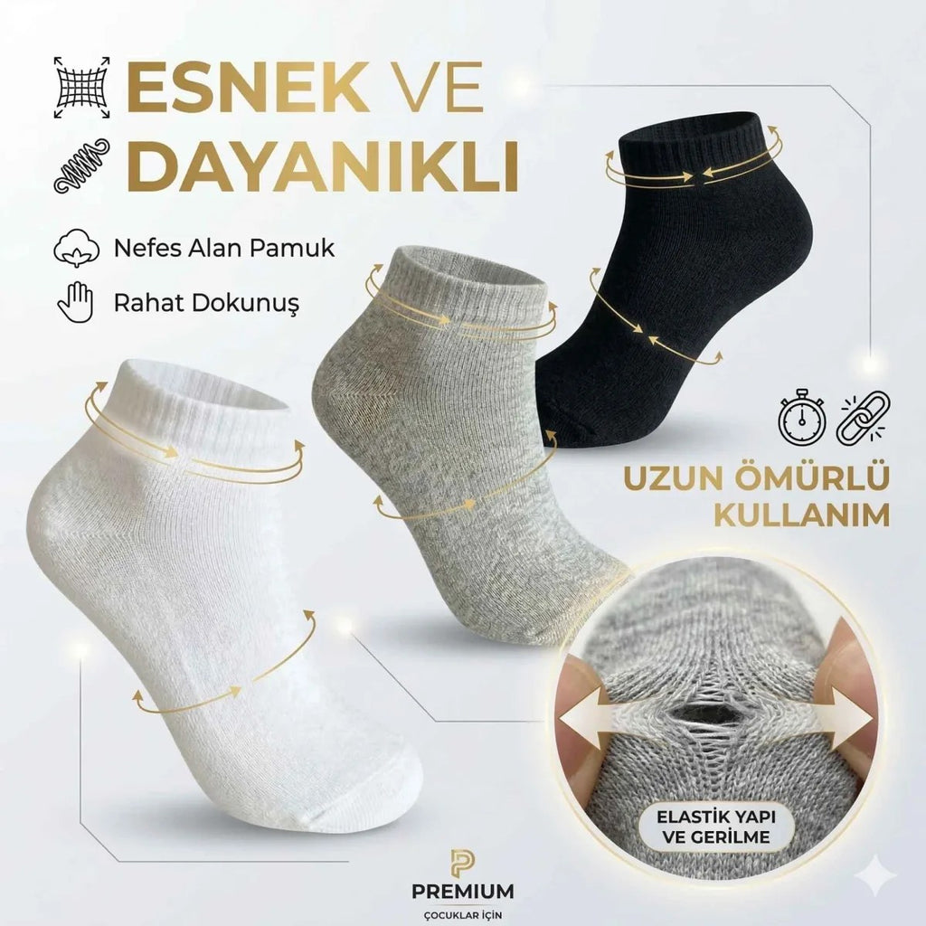 Çocuk Patik Çorap 6’lı Set – Pamuklu, Nefes Alan Günlük Kısa Çorap
