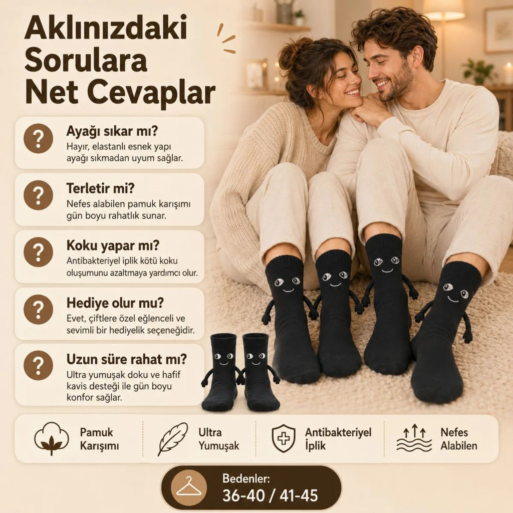 Mıknatıslı El Ele Tutuşan Çift Çorabı – Sevgiliye Özel Halay Çeken Eğlenceli Hediyelik Soket Çorap