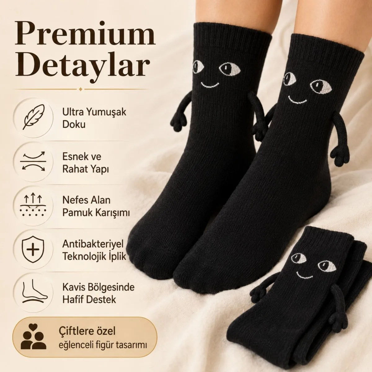 Mıknatıslı El Ele Tutuşan Çift Çorabı – Sevgiliye Özel Halay Çeken Eğlenceli Hediyelik Soket Çorap