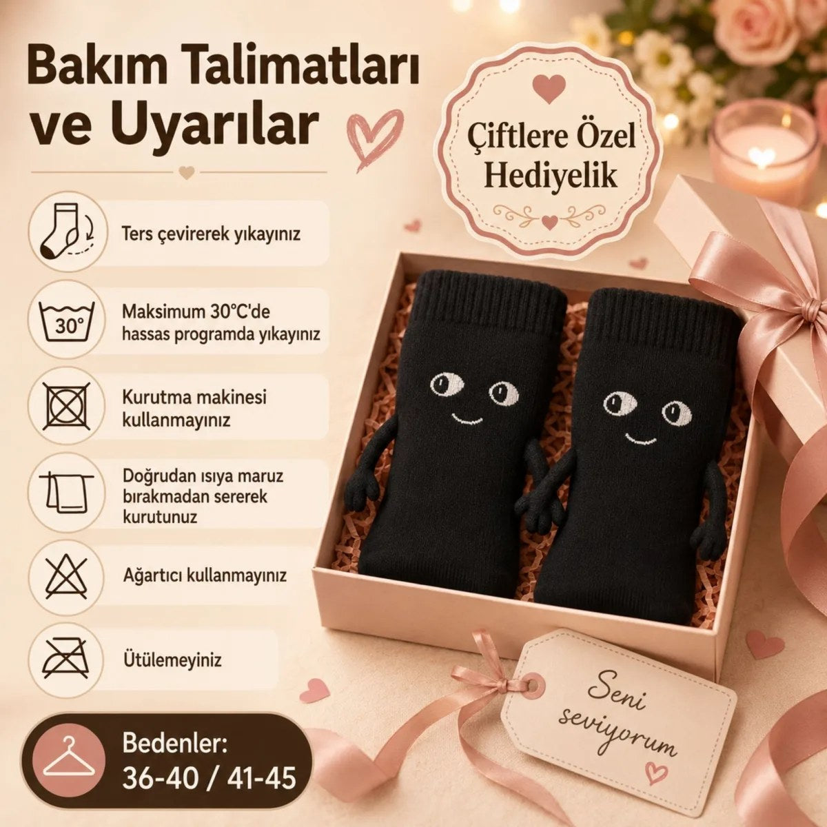 Mıknatıslı El Ele Tutuşan Çift Çorabı – Sevgiliye Özel Halay Çeken Eğlenceli Hediyelik Soket Çorap