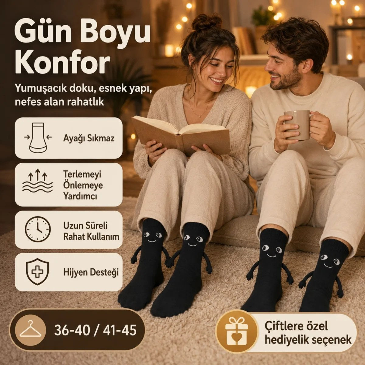 Mıknatıslı El Ele Tutuşan Çift Çorabı – Sevgiliye Özel Halay Çeken Eğlenceli Hediyelik Soket Çorap