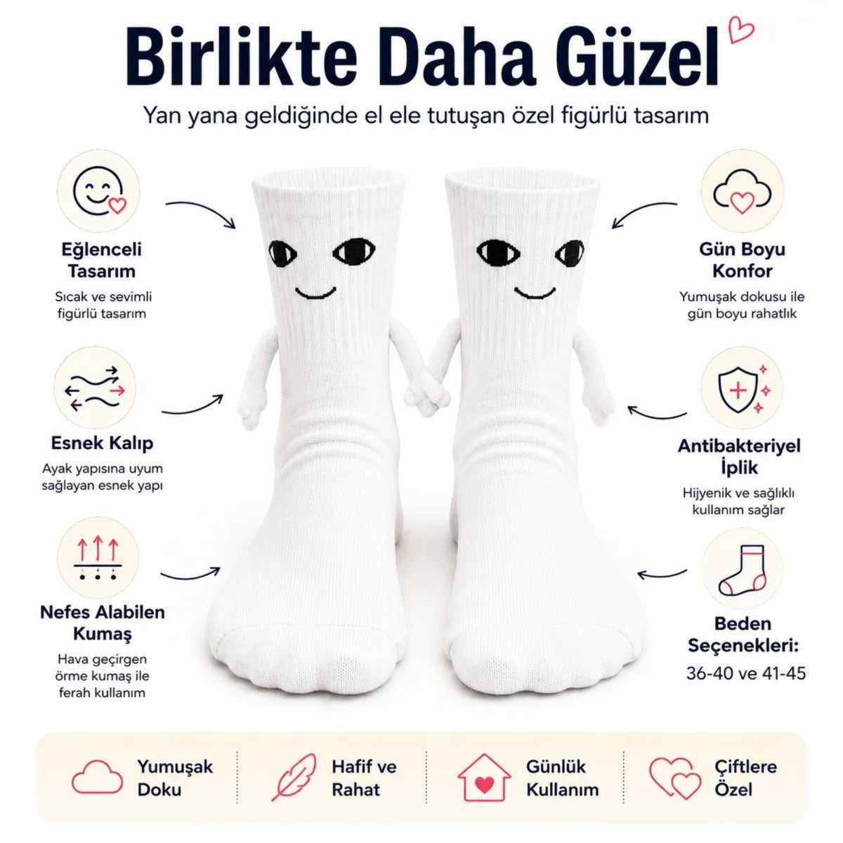 Mıknatıslı El Ele Tutuşan Çift Çorabı – Sevgiliye Özel Halay Çeken Eğlenceli Hediyelik Soket Çorap