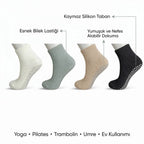 Kaymaz Tabanlı Yoga Pilates 8’li Çorap, Silikon Tabanlı Esnek Bilekli Nefes Alan Ev ve Spor Çorabı