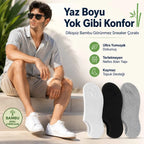 Erkek Bambu 6’lı Dikişsiz Babet Çorap Siyah Beyaz Gri Görünmez Sneaker Çorap Nefes Alan Yumuşak