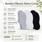 Kadın Bambu 12’li Dikişsiz Babet Çorap Siyah Beyaz Gri Görünmez Sneaker Çorap Nefes Alan Yumuşak