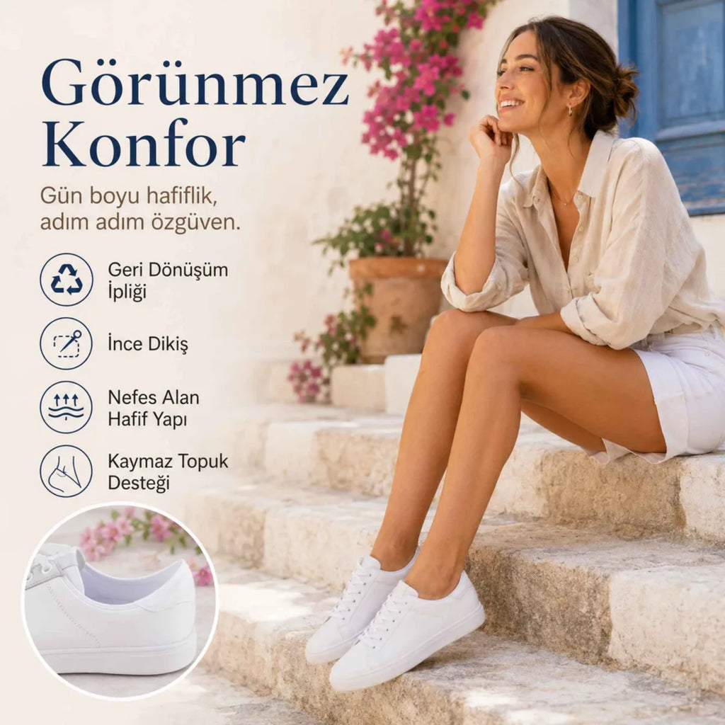 Kadın Görünmez Sneaker Babet Çorap 6'lı | Geri Dönüşüm İplikli, Nefes Alan, Siyah Beyaz Gri