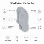 Kadın Görünmez Sneaker Babet Çorap 6'lı | Geri Dönüşüm İplikli, Nefes Alan, Siyah Beyaz Gri