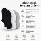 Kadın Görünmez Sneaker Babet Çorap 6'lı | Geri Dönüşüm İplikli, Nefes Alan, Siyah Beyaz Gri