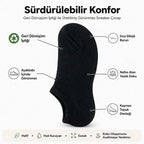 Erkek Geri Dönüşüm İplikli 12’li Görünmez Sneaker Çorap, İnce Dikişli, Nefes Alan Yazlık Babet Çorabı, Kaymaz Topuklu Siyah Gri Beyaz