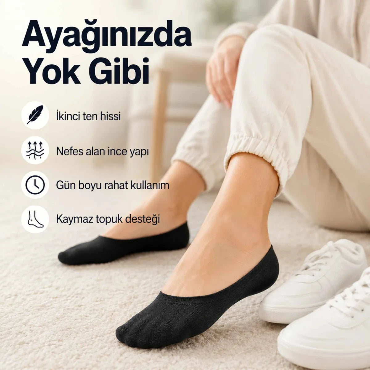 Erkek Görünmez Sneaker Babet Çorap 6'lı | Geri Dönüşüm İplikli, Kaymaz Topuk, Siyah Gri Beyaz