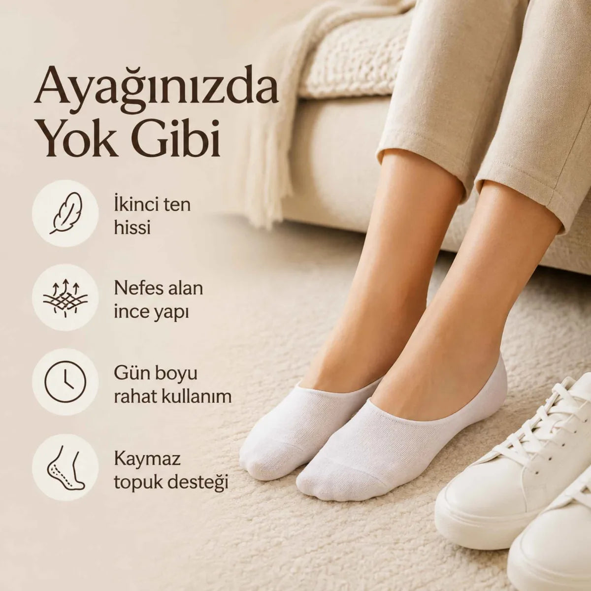 Erkek Görünmez Sneaker Babet Çorap 6'lı | Geri Dönüşüm İplikli, Kaymaz Topuk, Siyah Gri Beyaz