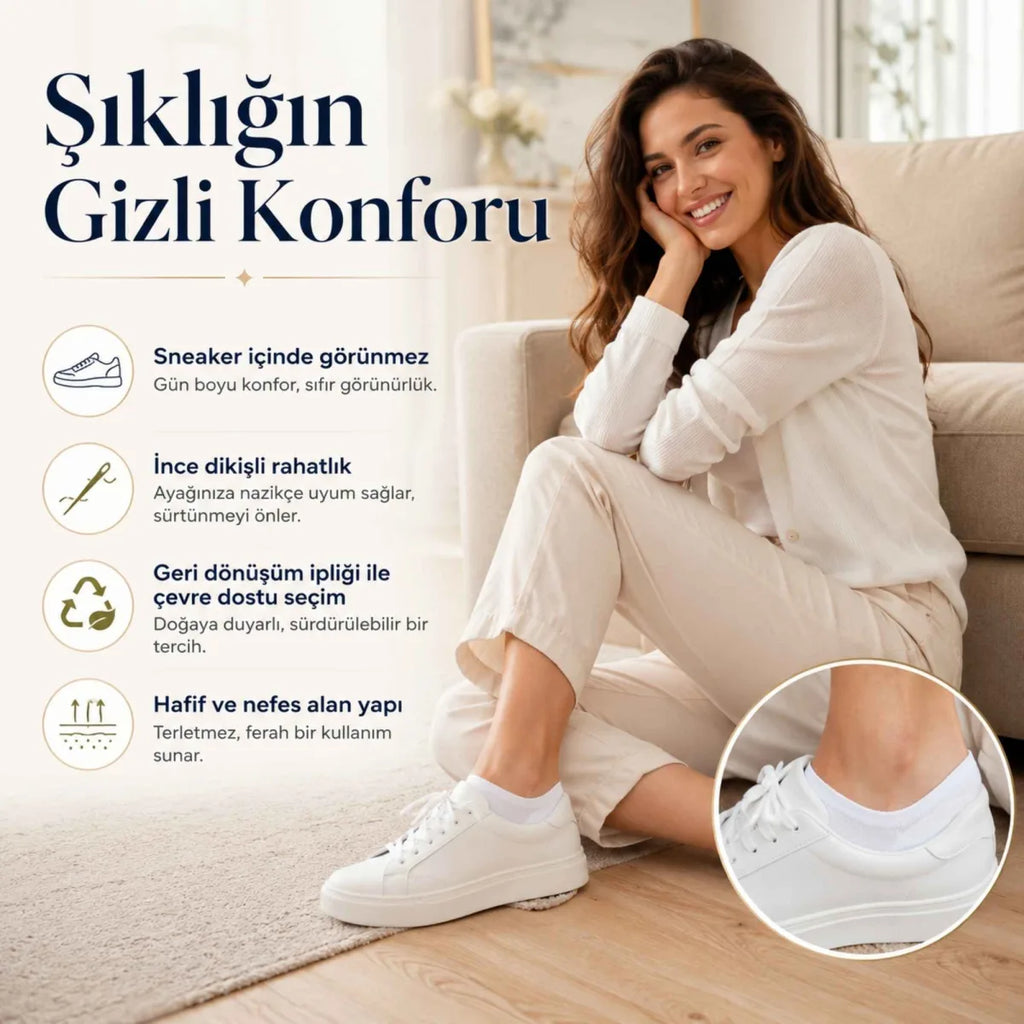 Erkek Görünmez Sneaker Babet Çorap 6'lı | Geri Dönüşüm İplikli, Kaymaz Topuk, Siyah Gri Beyaz