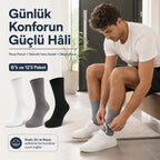 Erkek Spor Çorap 12 Çift, Taban Altı Havlu Destekli Penye Pamuklu Uzun Konç Çorap