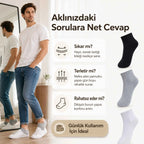 Erkek Kısa Konç Çorap 6’lı Paket, %80 Pamuklu, Dikişsiz Burun, Nefes Alan Yumuşak Bilek Çorabı, Siyah Gri Beyaz