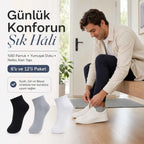 Erkek Kısa Konç Çorap 6’lı Paket, %80 Pamuklu, Dikişsiz Burun, Nefes Alan Yumuşak Bilek Çorabı, Siyah Gri Beyaz