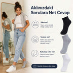 Kadın Kısa Konç Çorap 12'li | %80 Pamuklu Dikişsiz Burun, Nefes Alan, Siyah Gri Beyaz