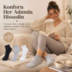 Kadın Kısa Konç Çorap 3’lü Paket, %80 Pamuklu, Dikişsiz Burun, Nefes Alan Yumuşak Bilek Çorabı, Siyah Gri Beyaz
