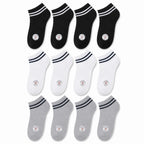 Unisex Çizgili Patik Çorap 12'lı | %85 Pamuklu Geri Dönüşüm İplikli, İnce Dikişli Spor