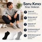 Unisex Dikişsiz Kısa Konç 6’lı Patik Çorap, %85 Pamuklu Geri Dönüştürülmüş İplik, Parfümlü, Siyah Beyaz Gri, Yumuşak Nefes Alan Günlük Spor Çorabı