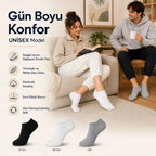 Unisex Dikişsiz Patik Çorap 6'lı | %85 Pamuklu Geri Dönüşüm İplikli, Nefes Alan Spor