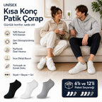 Unisex Dikişsiz Patik Çorap 6'lı | %85 Pamuklu Geri Dönüşüm İplikli, Nefes Alan Spor