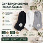 Unisex Dikişsiz Patik Çorap 6'lı | %85 Pamuklu Geri Dönüşüm İplikli, Nefes Alan Spor