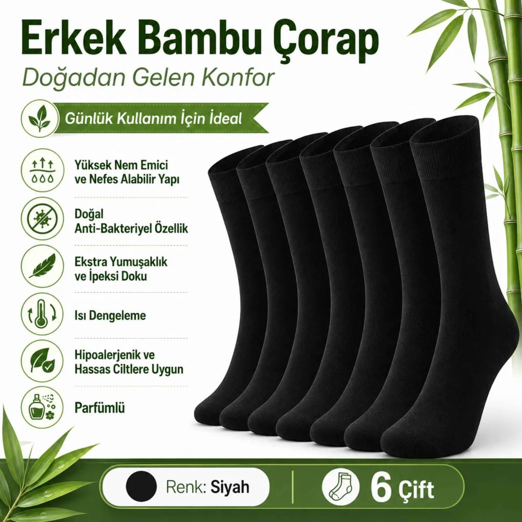 Erkek Bambu Soket Çorap 12’li Paket, Dikişsiz Parfümlü Nefes Alan Yumuşak Nem Emici Günlük Uzun Çorap