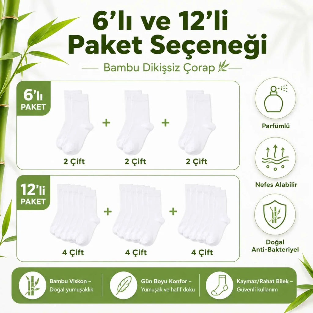 Erkek Bambu Soket Çorap 12'li | Dikişsiz Parfümlü Nefes Alan Nem Emici Yumuşak Günlük