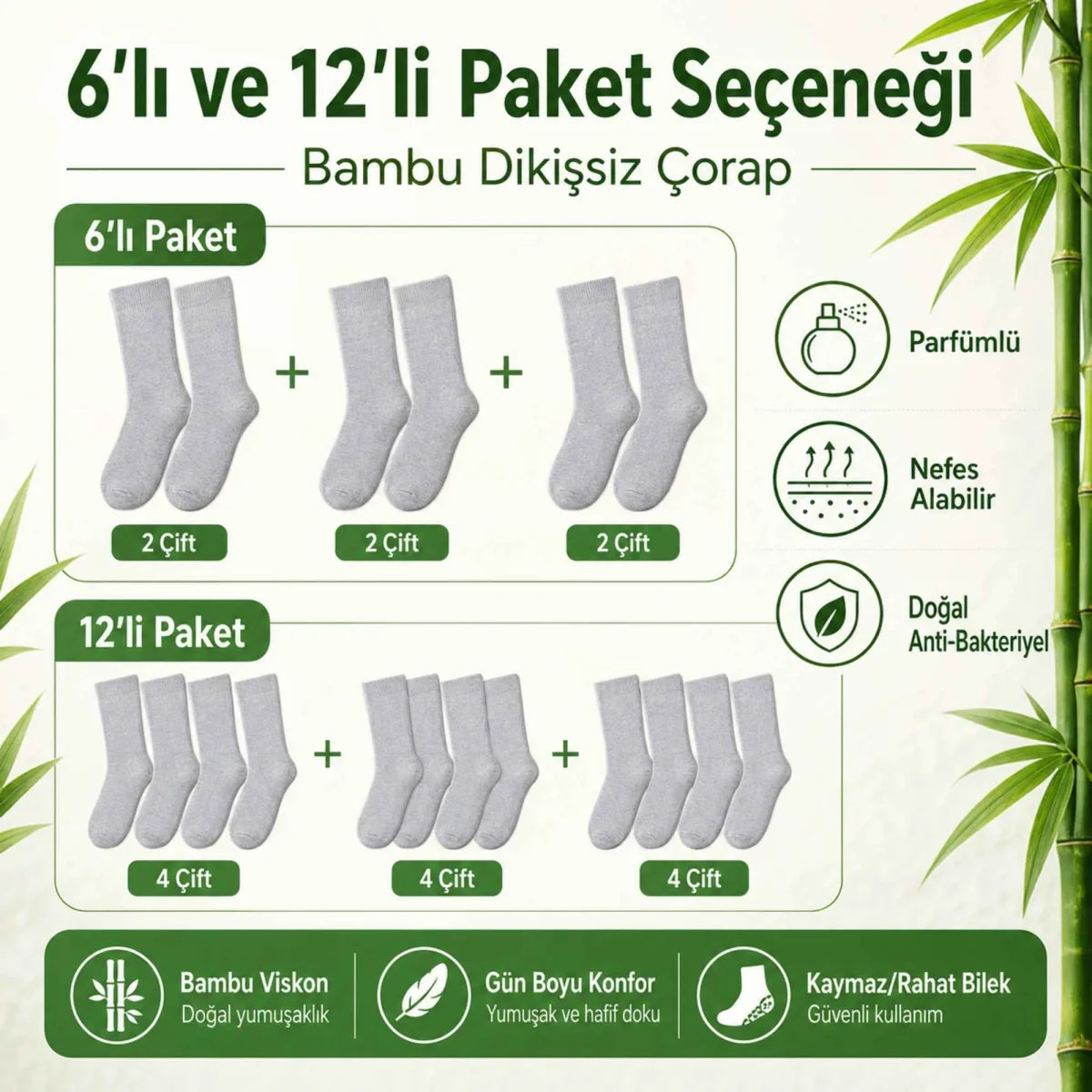 Erkek Bambu Soket Çorap 12'li | Dikişsiz Parfümlü Nefes Alan Nem Emici Yumuşak Günlük