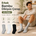 Erkek Bambu Soket Çorap 6’lı Paket, Dikişsiz Parfümlü Nefes Alan Yumuşak Nem Emici Günlük Uzun Çorap