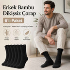 Erkek Bambu Soket Çorap 6’lı Paket, Dikişsiz Parfümlü Nefes Alan Yumuşak Nem Emici Günlük Uzun Çorap