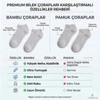 Kadın Bambu Patik Çorap 12'li | Nefes Alan Nem Emici Yumuşak, Siyah Beyaz Gri