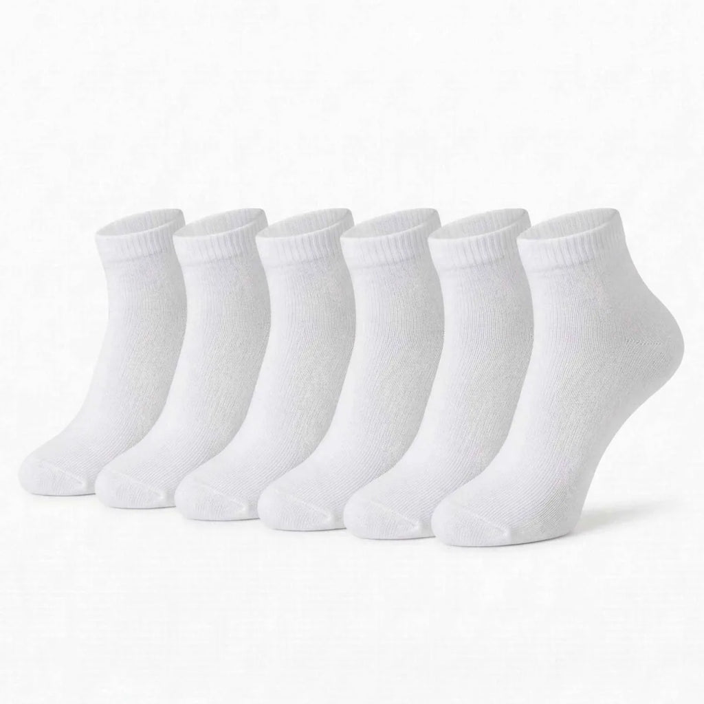 Kadın Bambu Patik Çorap 6'lı | Nefes Alan Nem Emici Yumuşak, Siyah Beyaz Gri