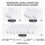 Kadın Bambu Patik Çorap 6’lı Paket, Siyah Beyaz Gri, Nefes Alan Nem Emici Yumuşak Günlük Spor Bilek Çorabı