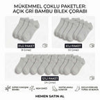 Kadın Bambu Patik Çorap 6’lı Paket, Siyah Beyaz Gri, Nefes Alan Nem Emici Yumuşak Günlük Spor Bilek Çorabı