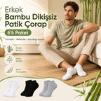 Erkek Bambu Patik Çorap 6'lı | Nefes Alan Nem Emici Yumuşak, Siyah Beyaz Gri Günlük Spor