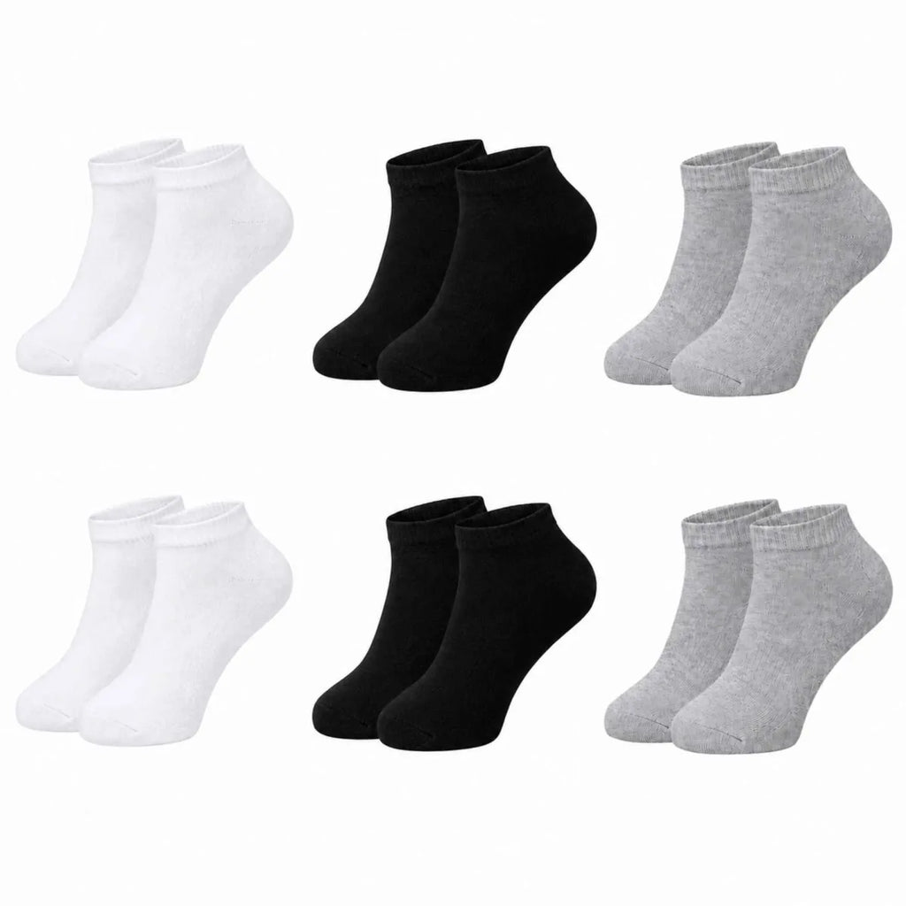 Erkek Bambu Patik Çorap 6'lı | Nefes Alan Nem Emici Yumuşak, Siyah Beyaz Gri Günlük Spor
