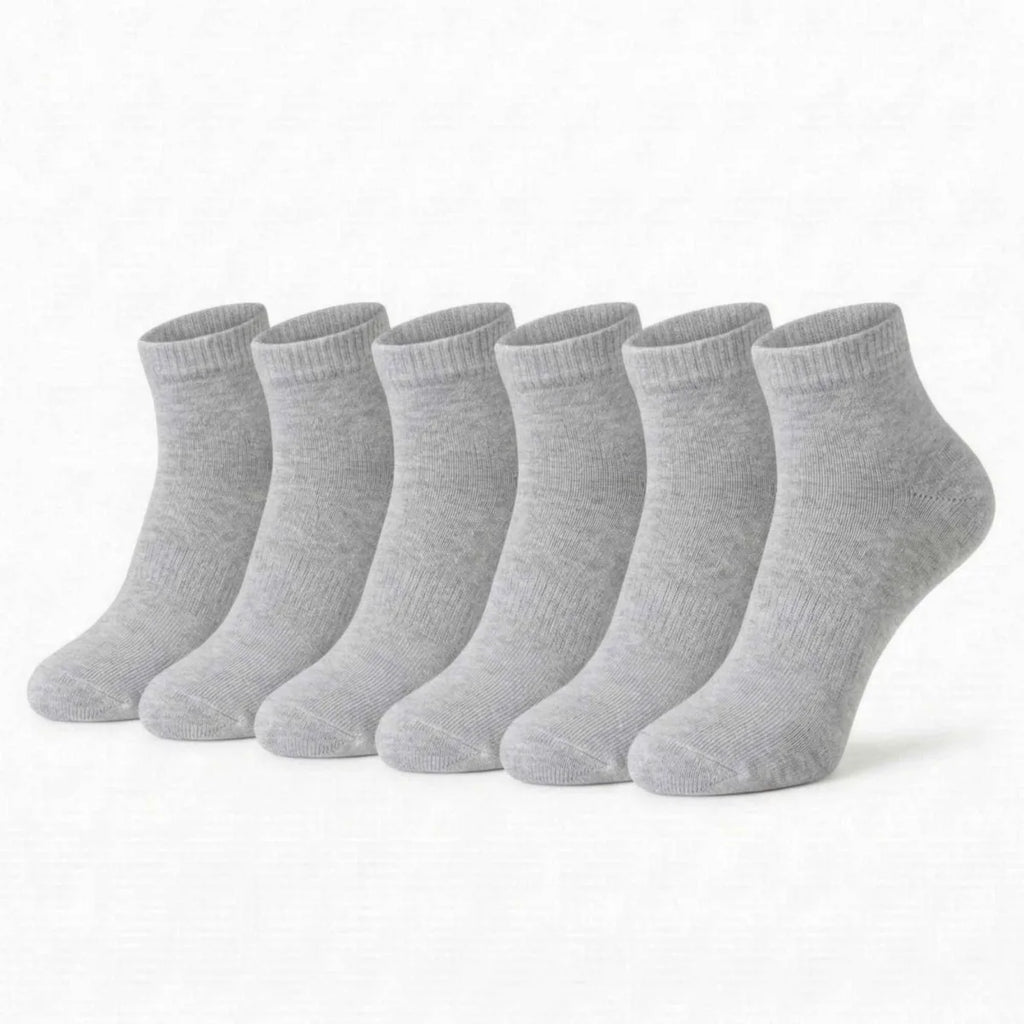 Erkek Bambu Patik Çorap 6'lı | Nefes Alan Nem Emici Yumuşak, Siyah Beyaz Gri Günlük Spor