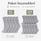 Kadın Bambu Uzun Çorap 12’li Paket, Dikişsiz Burunlu Yumuşak Dokulu Siyah Beyaz Gri