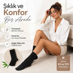 Kadın Bambu Uzun Çorap 6’lı Paket, Dikişsiz Burunlu Yumuşak Dokulu Siyah Beyaz Gri