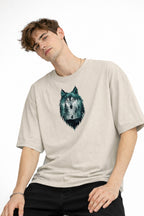 Wolf - Oversize Erkek Tişört BEJ