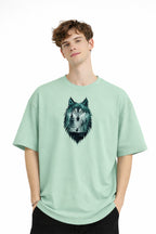 Wolf - Oversize Erkek Tişört SU YESILI